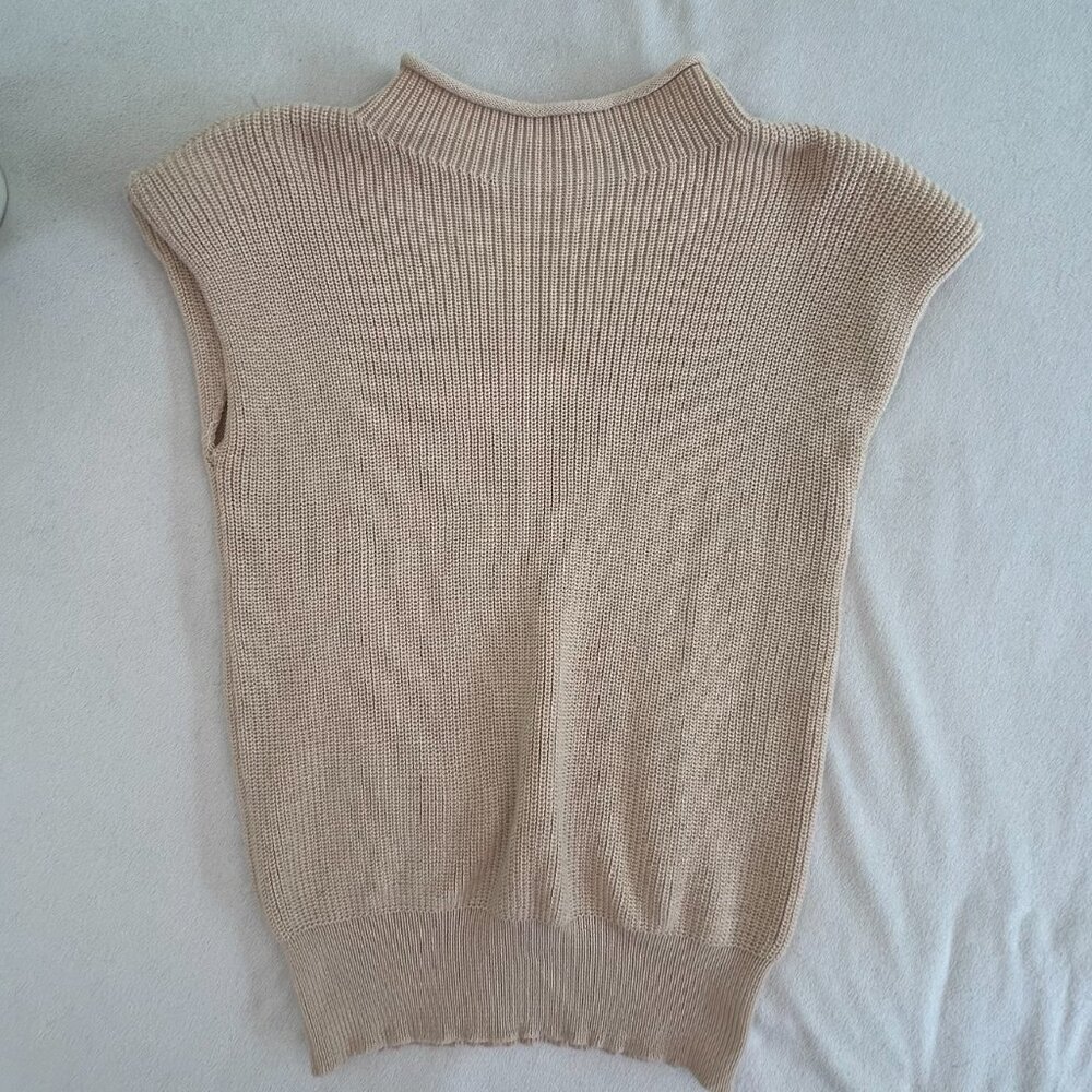 XXXiticat Capped Sleeve Sweater Vest Mock Turtle Knit Pullover Tank Shirt S M